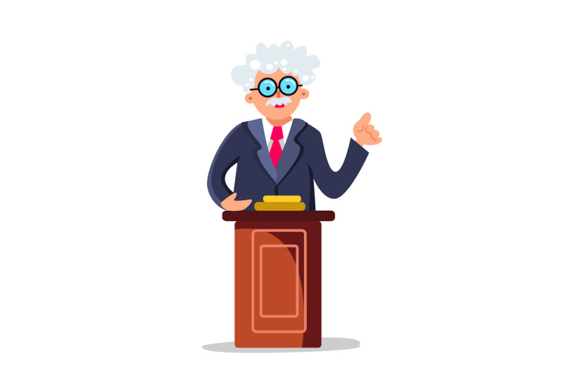 professor-speaking-performance-on-tribune-vector-illustration