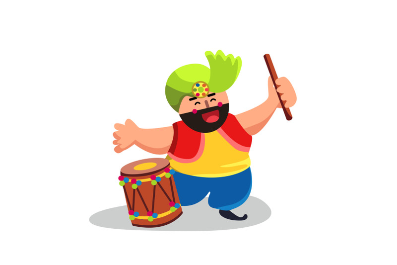 punjabi-character-with-drum-sticks-and-dhol-vector