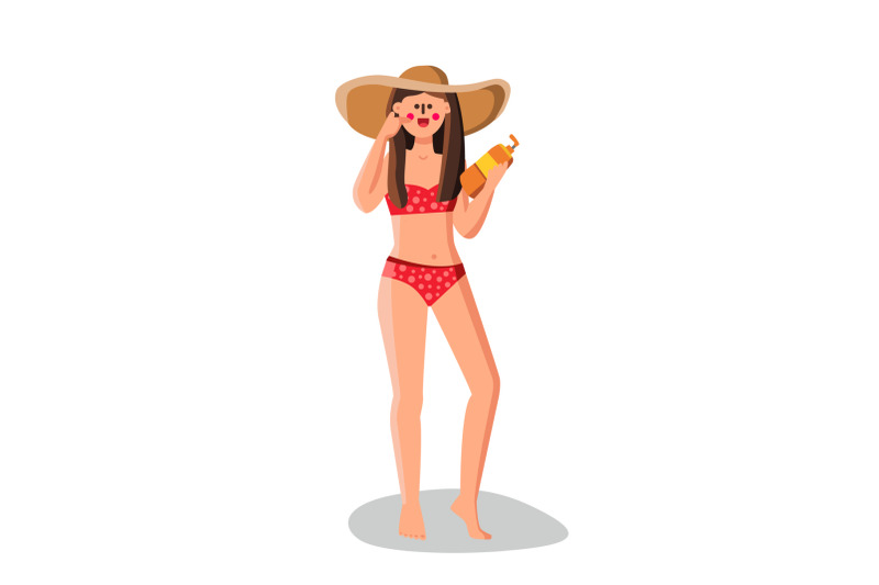 girl-hold-sunblock-skin-care-cream-bottle-vector