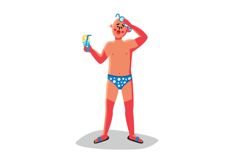 sunburn-body-pain-man-with-cocktail-glass-vector