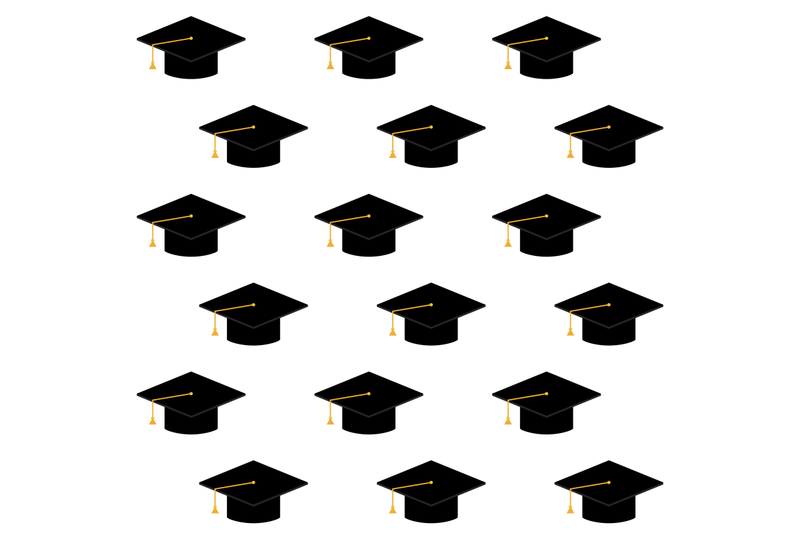 cap-or-hat-for-ceremony-university-graduation-seamless-pattern