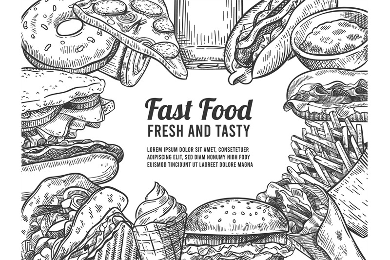 fast-food-sketch-hand-drawn-hot-dog-pizza-and-donuts-burger-and-fri