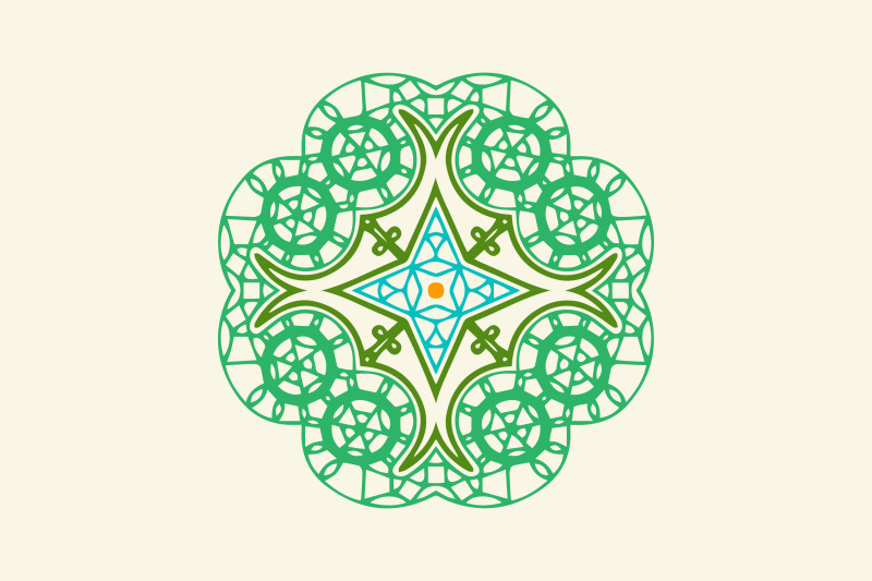 ornament-abstract-green-tosca-blue-orange-color