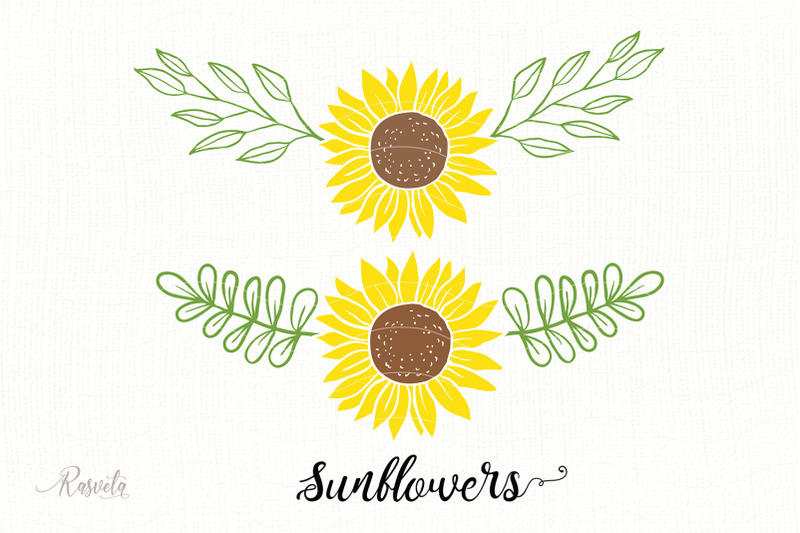 divider-doodle-sunflower-with-leaves