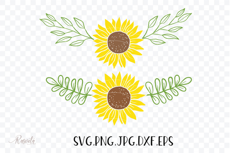 divider-doodle-sunflower-with-leaves