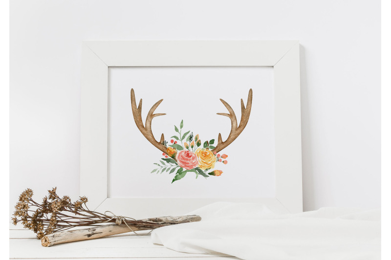 watercolor-floral-antlers-clipart