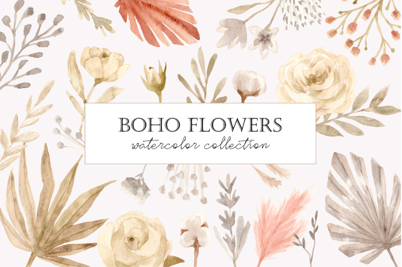 boho-flowers-watercolor-collection