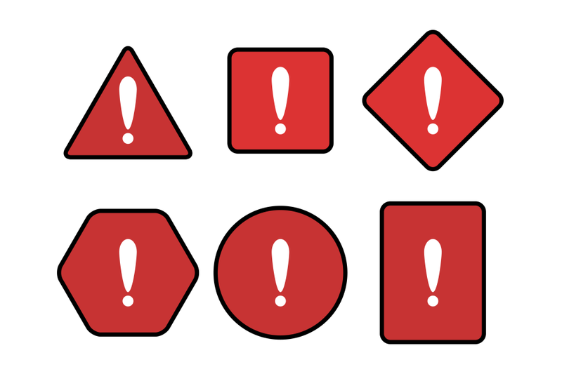 exclamation-and-warning-red-symbol-set