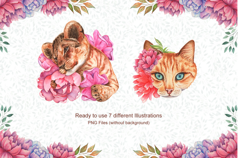 watercolor-flowers-and-animals-set