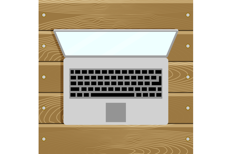 top-view-laptop-computer-on-wood-table