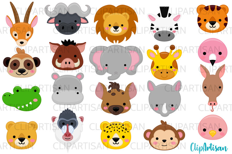 african-animal-faces-clipart-safari-animals-zoo-animals