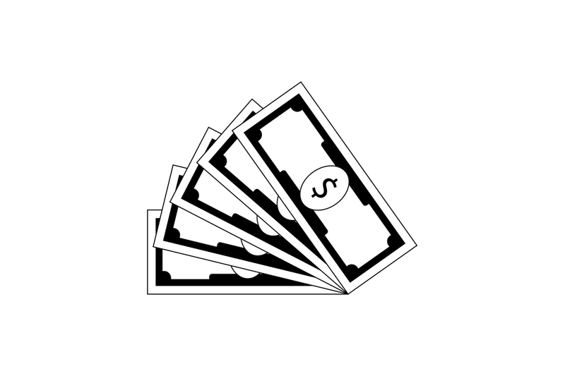 fan-banknote-dollar-black-white