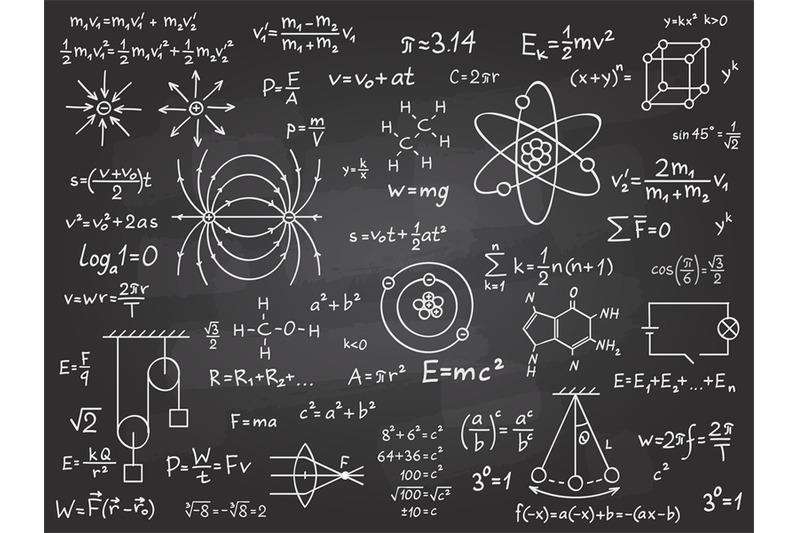 scientific-formulas-mathematics-and-physics-calculus-on-class-chalkbo