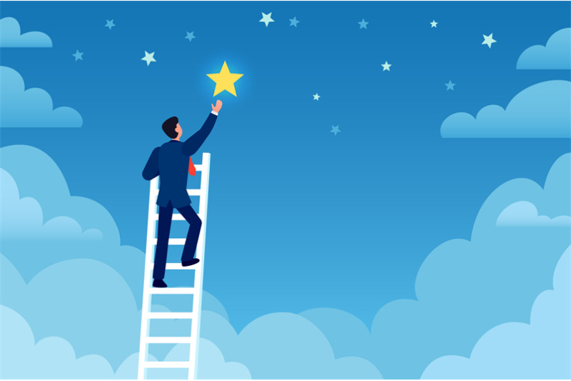 businessman-success-man-on-ladder-reaches-stars-on-sky-achieve-goals