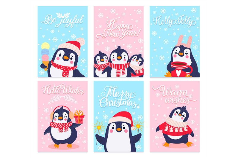 penguin-cards-merry-christmas-greetings-card-with-arctic-animals-in-w