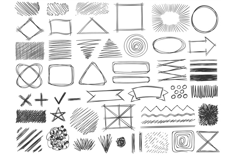 sketch-shapes-monochrome-scribble-symbols-drawing-pencil-frame-stro