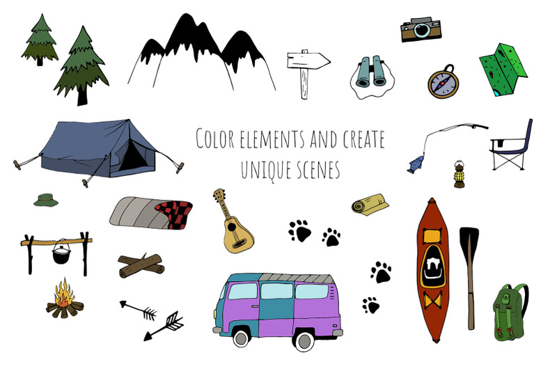 vector-doodle-clipart-quot-fall-camping-quot-adventure-set