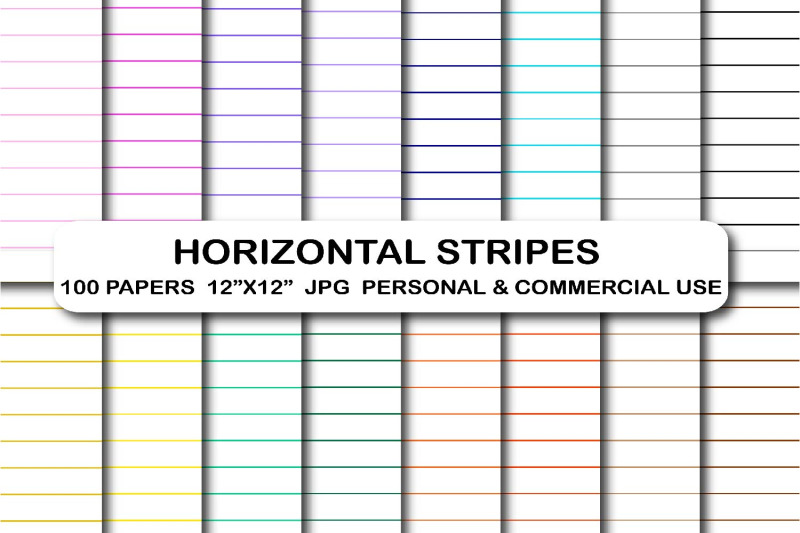 100-stripes-digital-papers-horizontal-lines-stripes-pattern