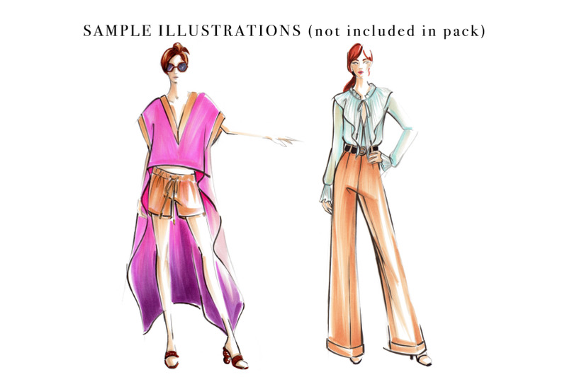 Frontal Female Croquis Pack for Fashion Illustration By Art by Lin ...