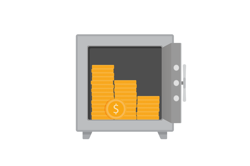 golden-coins-in-safe-money-storage-vector