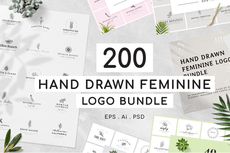 200-hand-drawn-feminine-logo-bundle