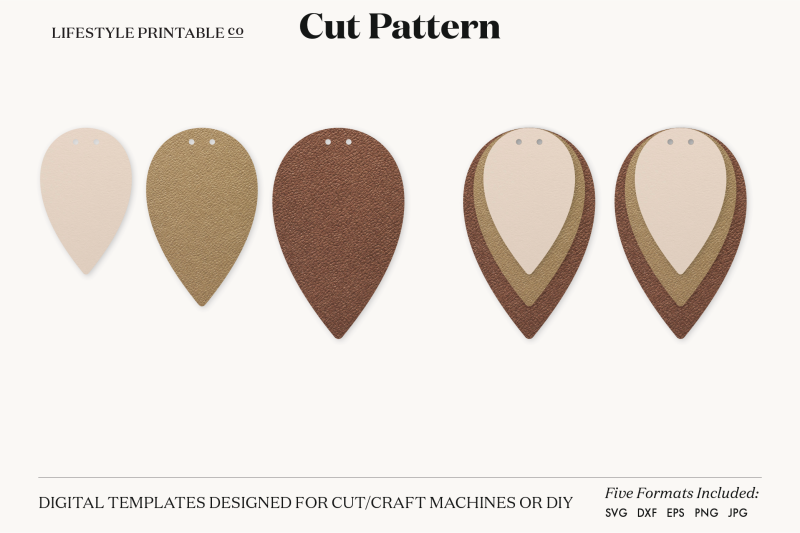 Earrings SVG Template Cut File Cricut Earrings Bundle Leather Earring 