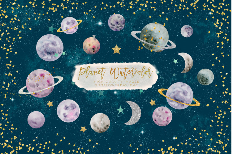 planets-watercolor-clipart-planet-clip-art-gold-foil-and-glitter