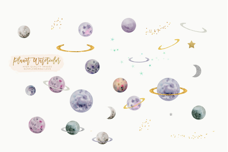 planets-watercolor-clipart-planet-clip-art-gold-foil-and-glitter