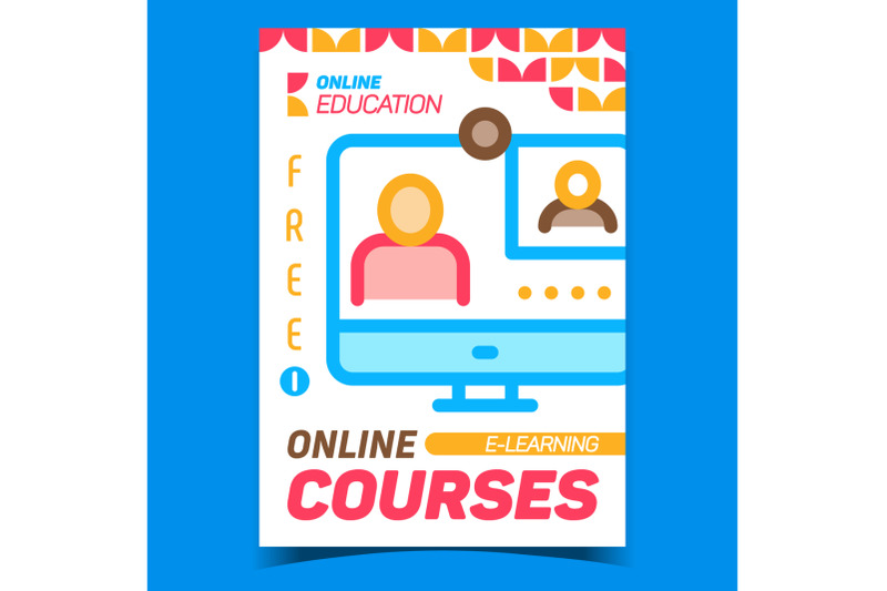 online-courses-e-learning-advertise-poster-vector