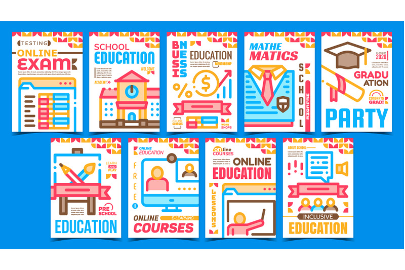 academy-education-advertising-posters-set-vector