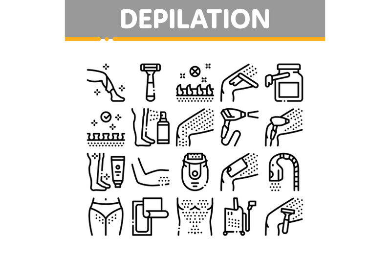 depilation-procedure-collection-icons-set-vector