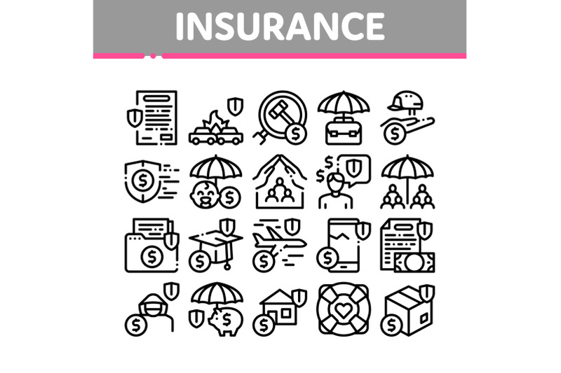 insurance-all-purpose-collection-icons-set-vector