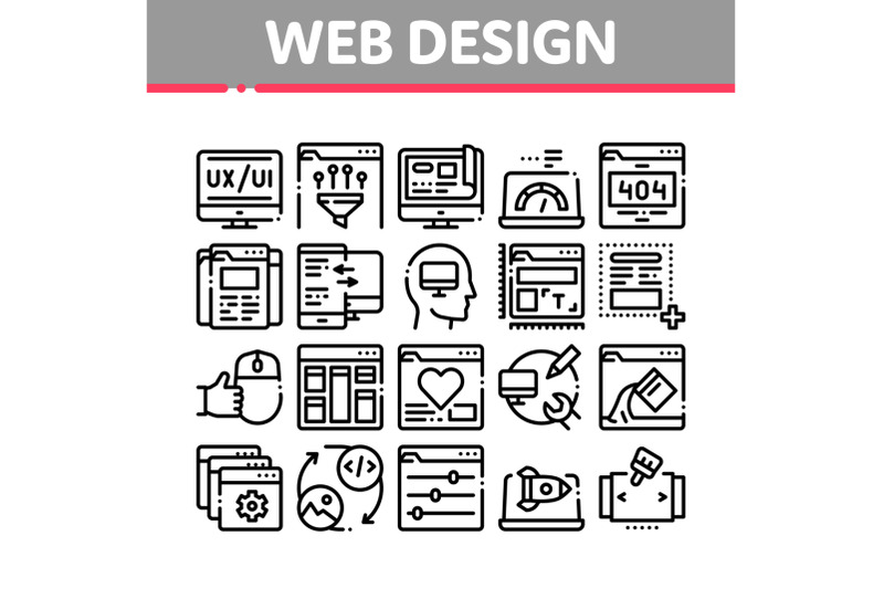 web-design-development-collection-icons-set-vector