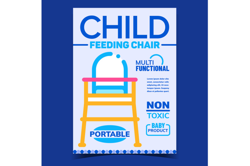 child-feeding-chair-creative-promo-poster-vector