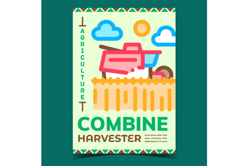 combine-harvester-creative-advertise-banner-vector