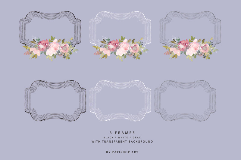 watercolor-blush-and-burgundy-floral-frame-collection