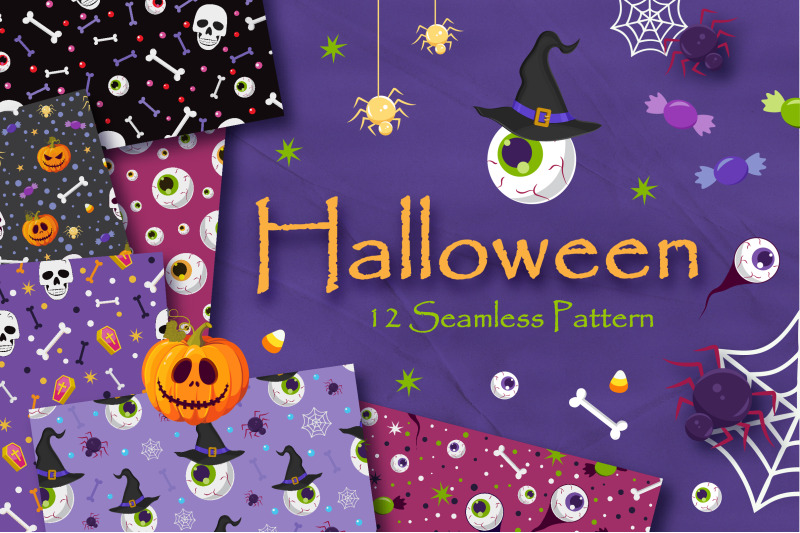 halloween-skull-and-eyeballs-seamless-pattern