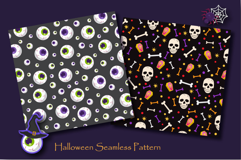 halloween-skull-and-eyeballs-seamless-pattern