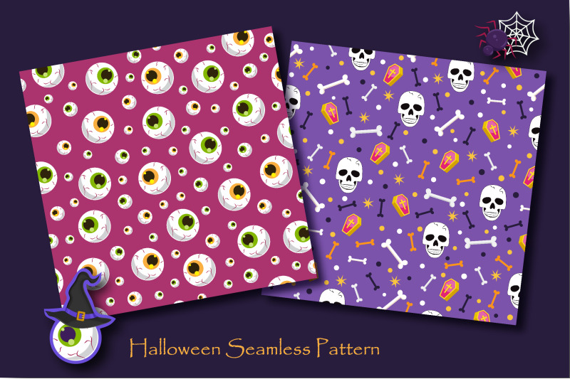 halloween-skull-and-eyeballs-seamless-pattern