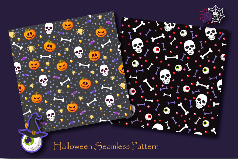 halloween-skull-and-eyeballs-seamless-pattern