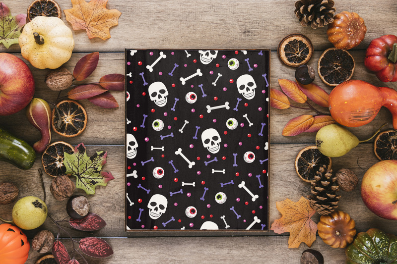 halloween-skull-and-eyeballs-seamless-pattern