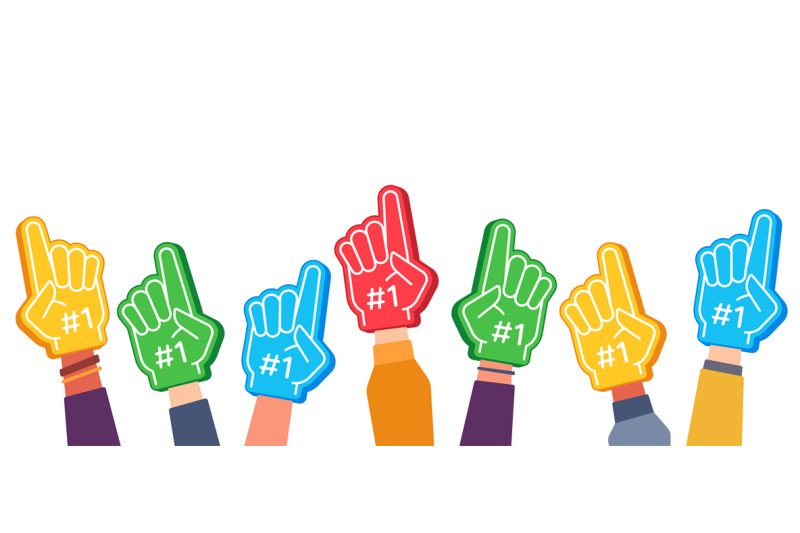 fan-foam-fingers-hands-up-with-glove-with-number-one-stadium-support