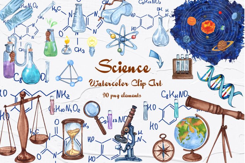 science-watercolor-clip-art