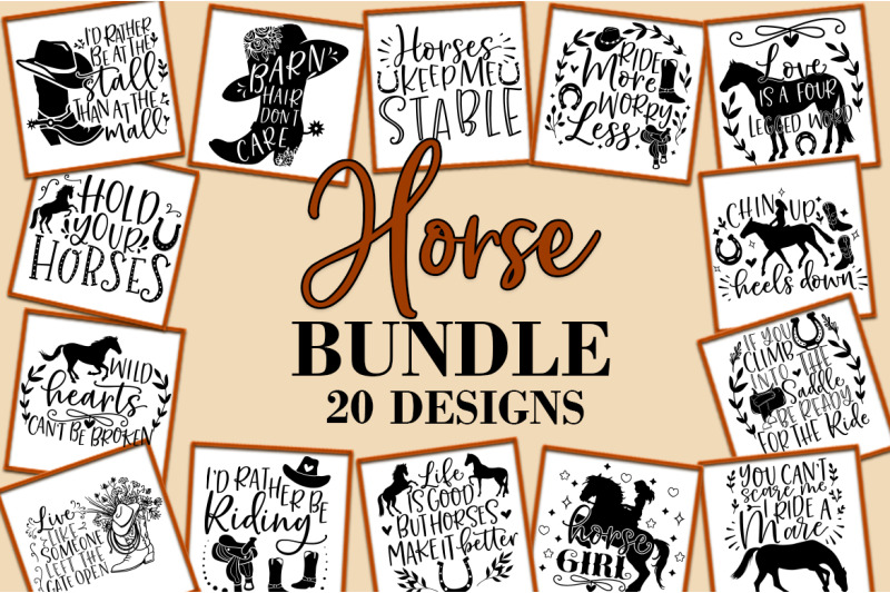 Horse Riding Barn SVG Clipart Cut Files Bundle By Freeling Design House