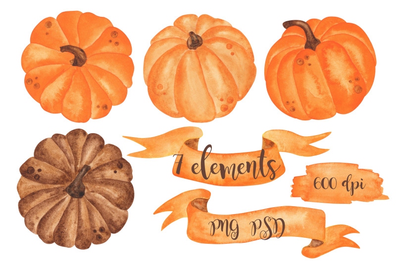 watercolor-pumpkin-set