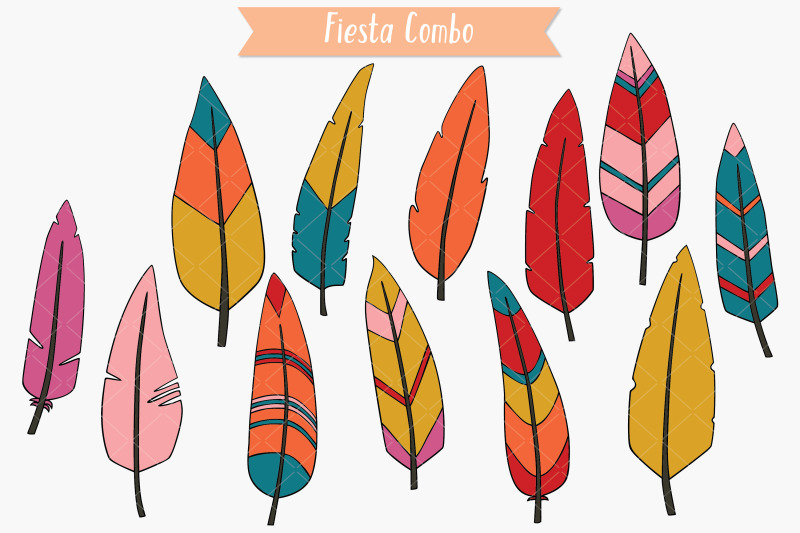 hand-drawn-colored-feathers-bird-feathers-tattoo-boho-aztec-decor