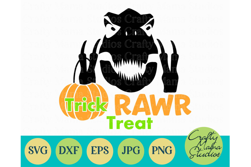 Halloween Svg Dinosaur Svg Trick Rawr Treat T Rex Svg By Crafty Mama Studios Thehungryjpeg Com