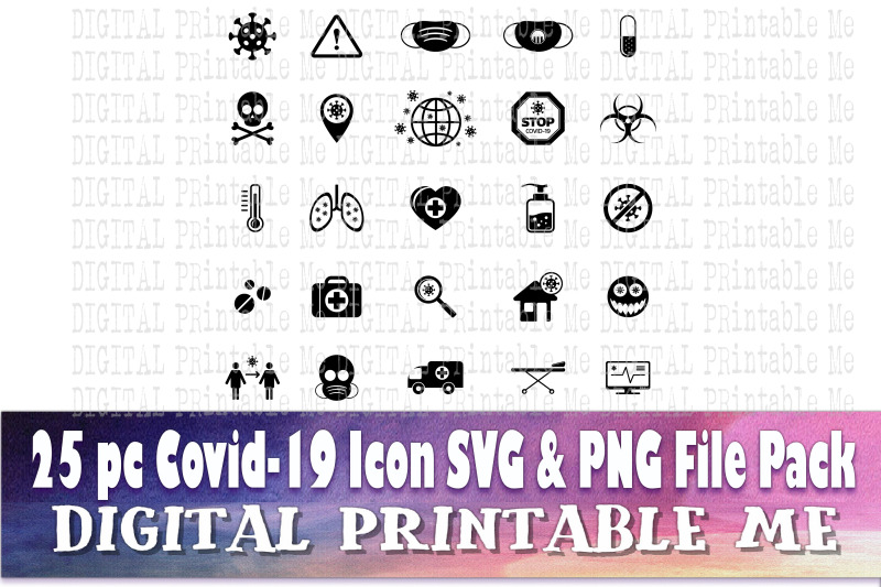 Coronavirus Icon Clip Art Pack Svg And Png Files Covid 19 2020 Social By Digitalprintableme Thehungryjpeg Com
