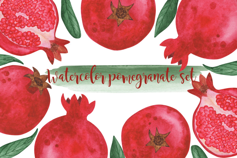 watercolor-pomegranate-set