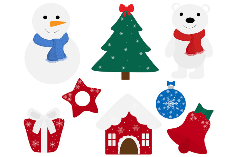 set-new-year-christmas-elements-vector-illustration